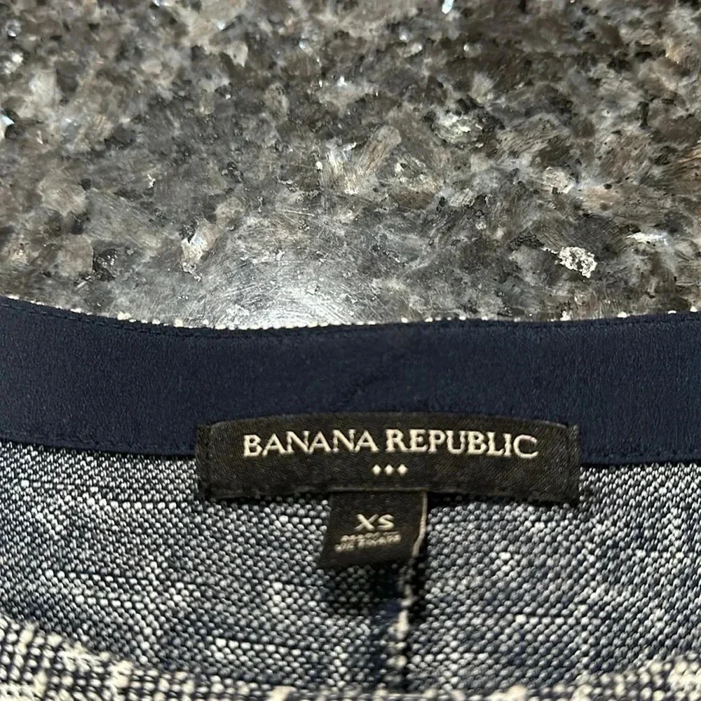 Banana Republic Women's Dark Navy & White Poly/ Cotton/Rayon